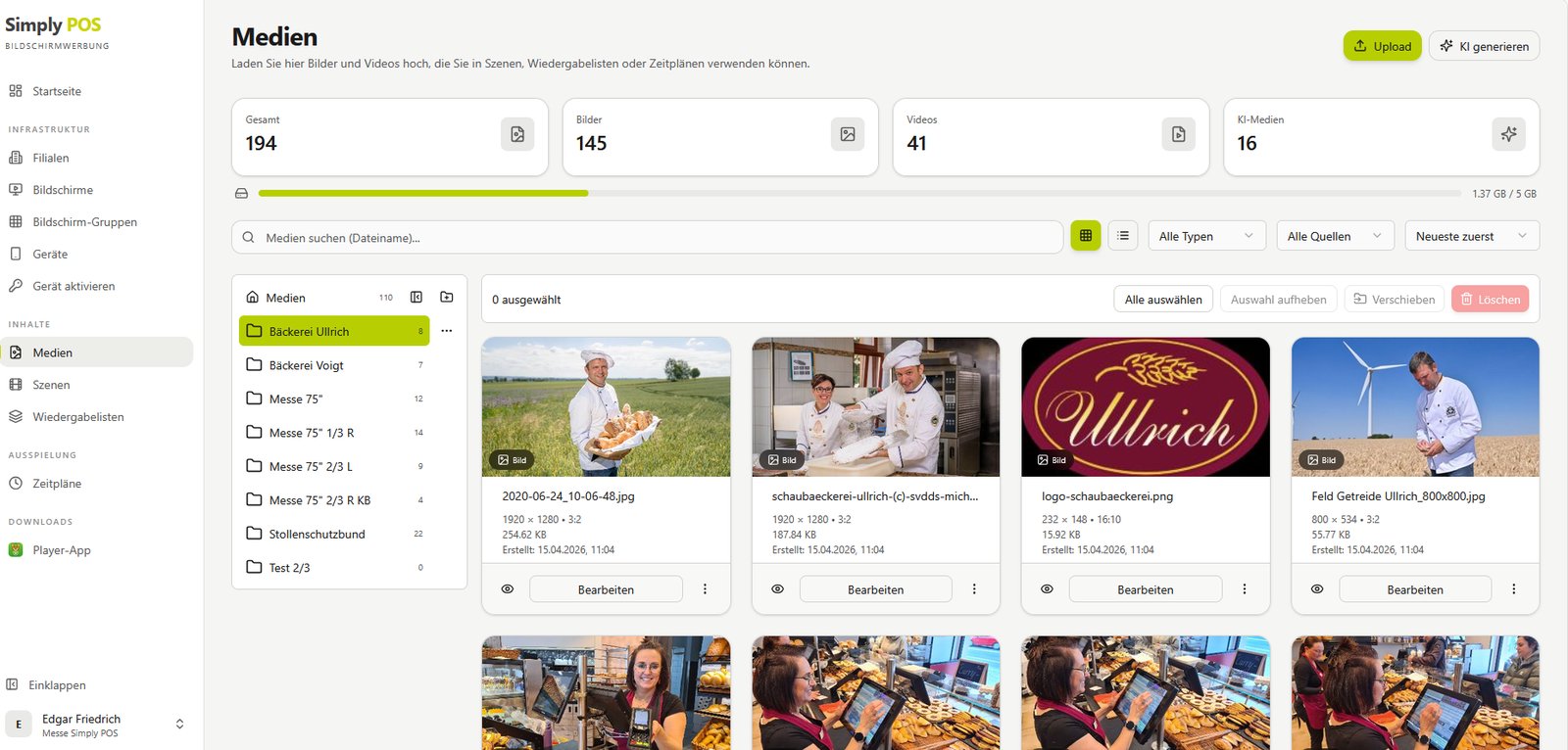 SimplyDisplay Software: Medienpool