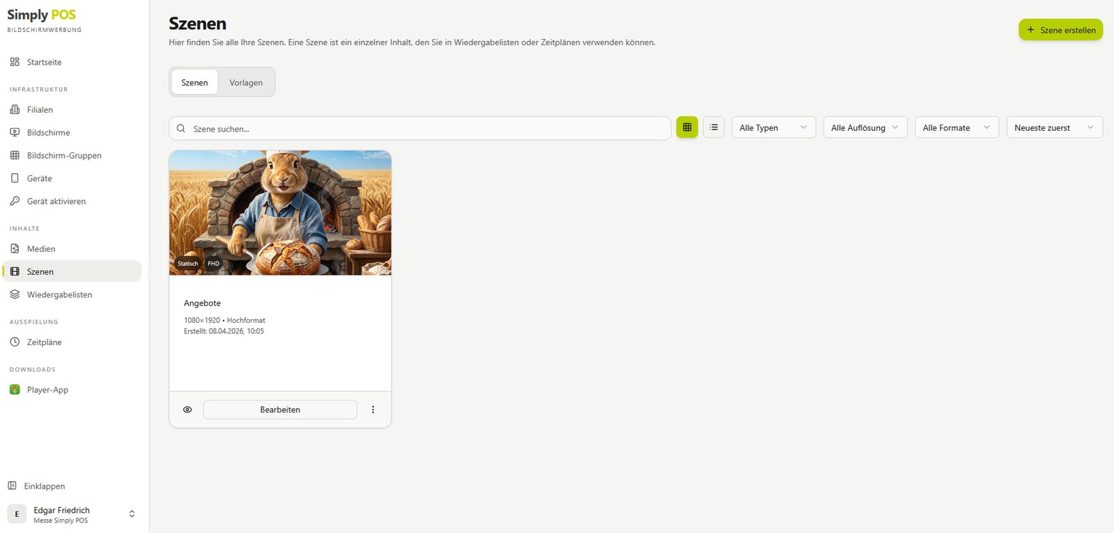 SimplyDisplay Software: Szenen und Vorlagen